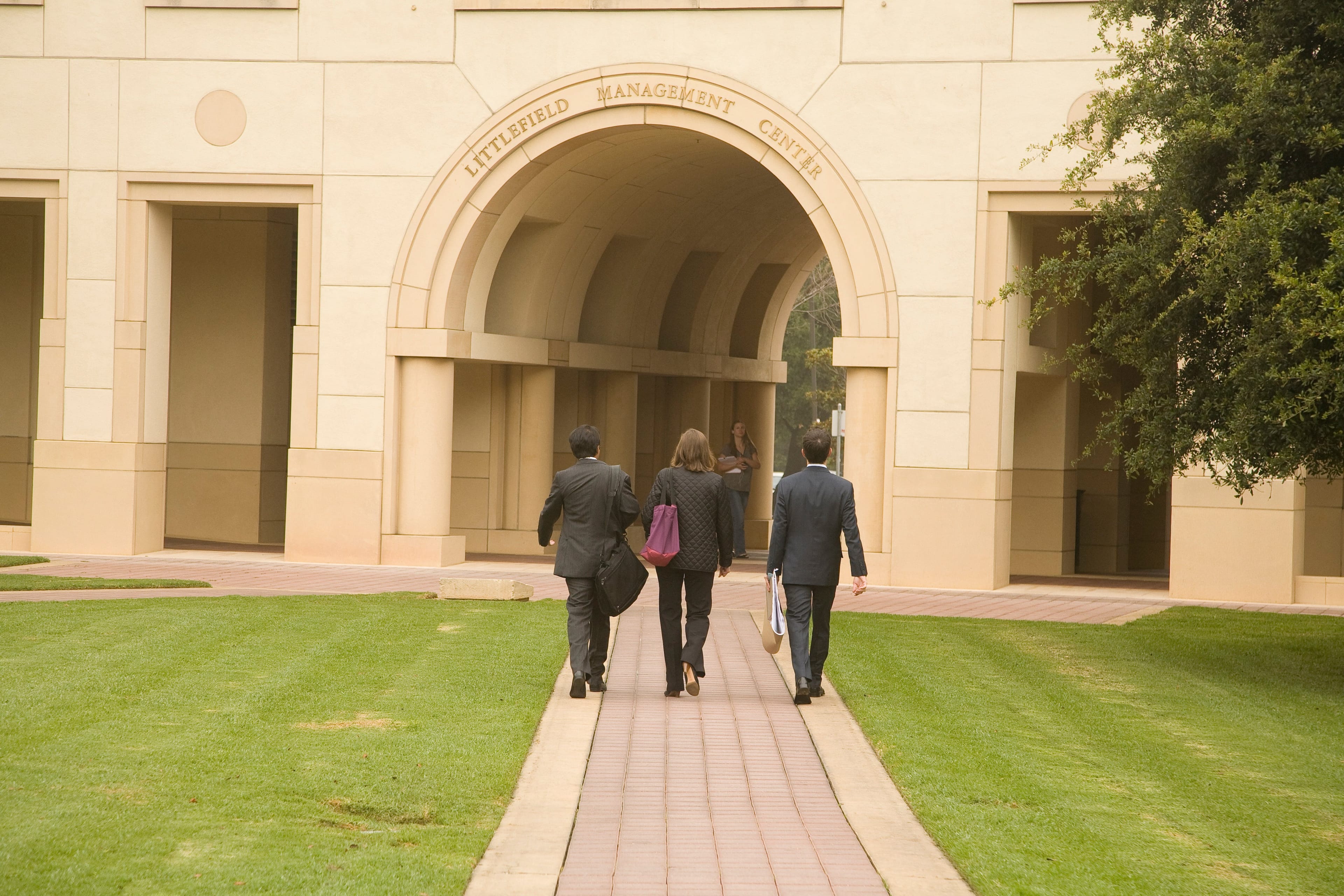 Students walking in front of Littlefield Center